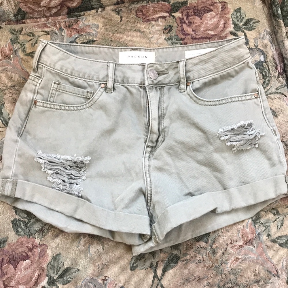 Pare of Pacsun denim shorts with distressing